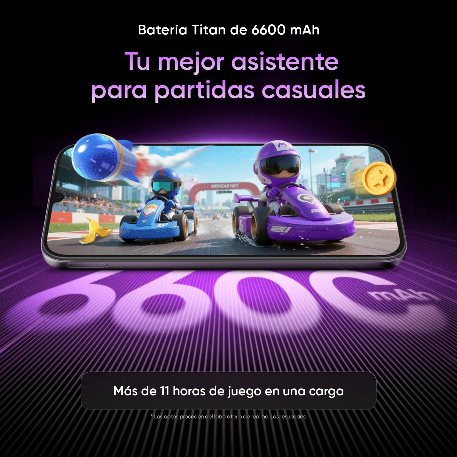 Smartphone realme P4 Lite 4G, 4GB+128GB, Pantalla LCD HD 120Hz 6,8″, Batería Titan 6600mAh, Carga 15W, Carga inversa 6W, IP64 Antipolvo e Impermeable, Sistema Next IA, Púlsar Morado (Sin Cargador) 4
