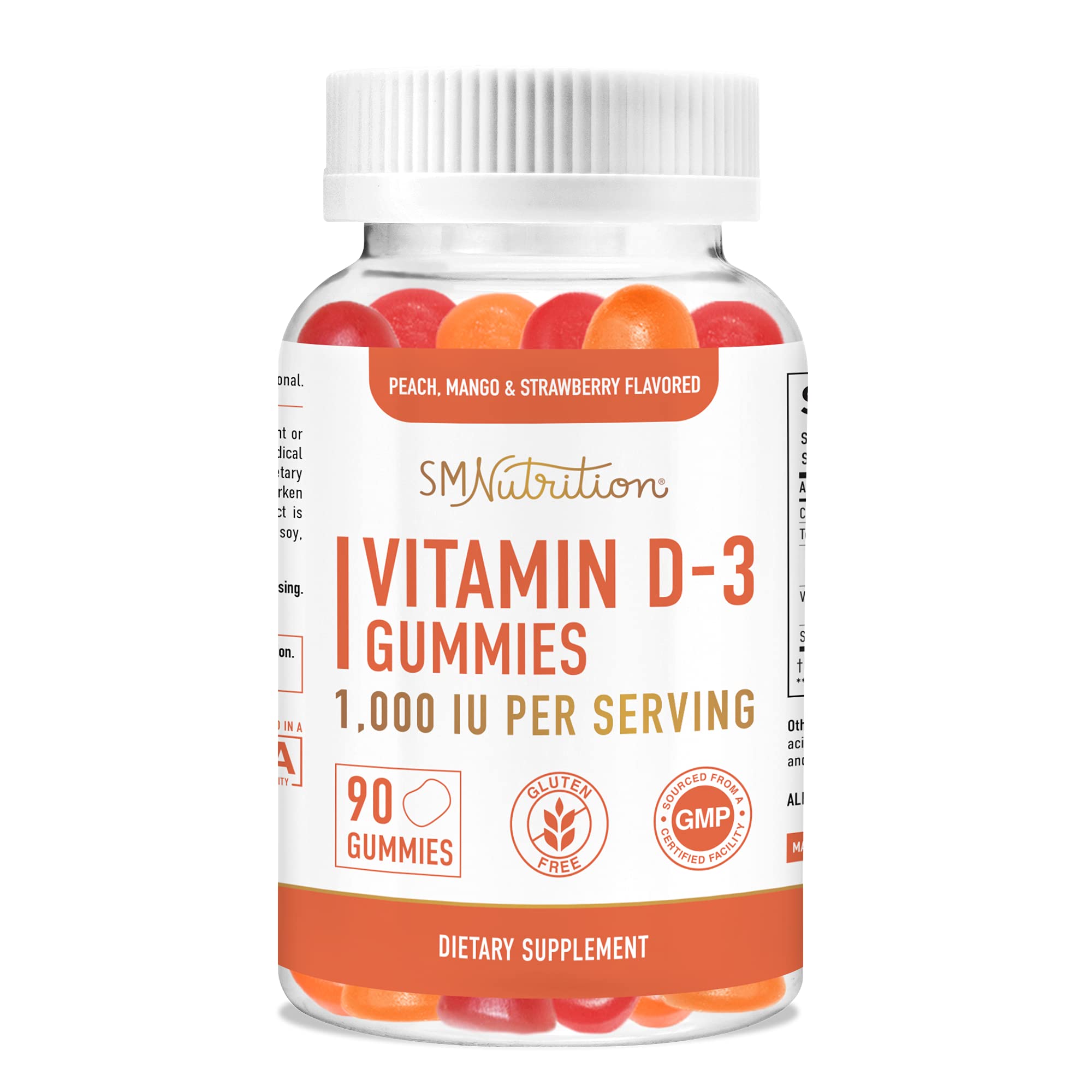 Vitamin D3 Gummies 1000 IU for Adults (90 Count) Bone Health*, Immunity