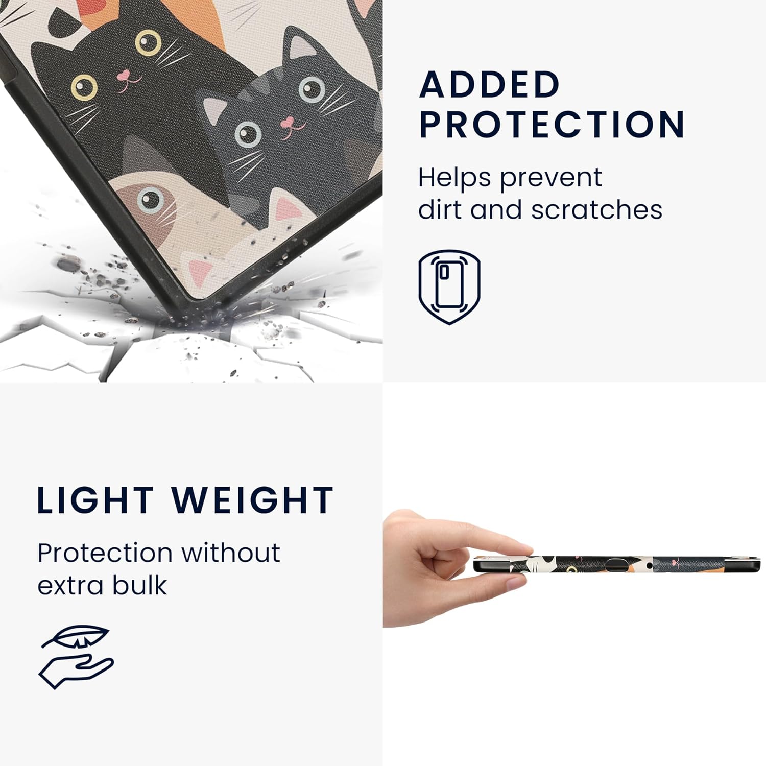 kwmobile Case Compatible with Amazon Kindle Scribe (2024) Case - eReader Cover - Cats Orange/Black/White