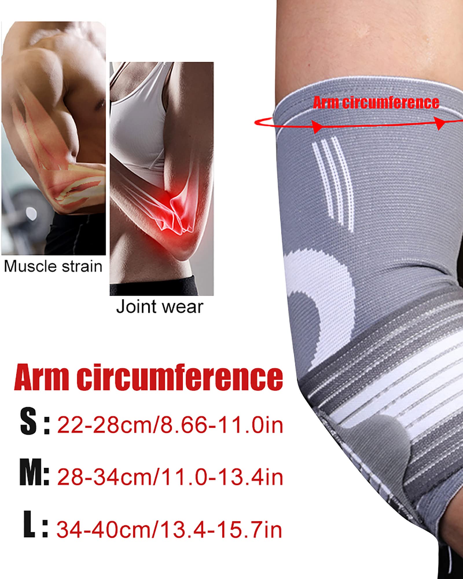 Codera deportiva Mangas de compresión Codera antideslizante Soportes Protector de fitness para codo de tenista, codo de golfista, artritis, tendinitis, M (M)