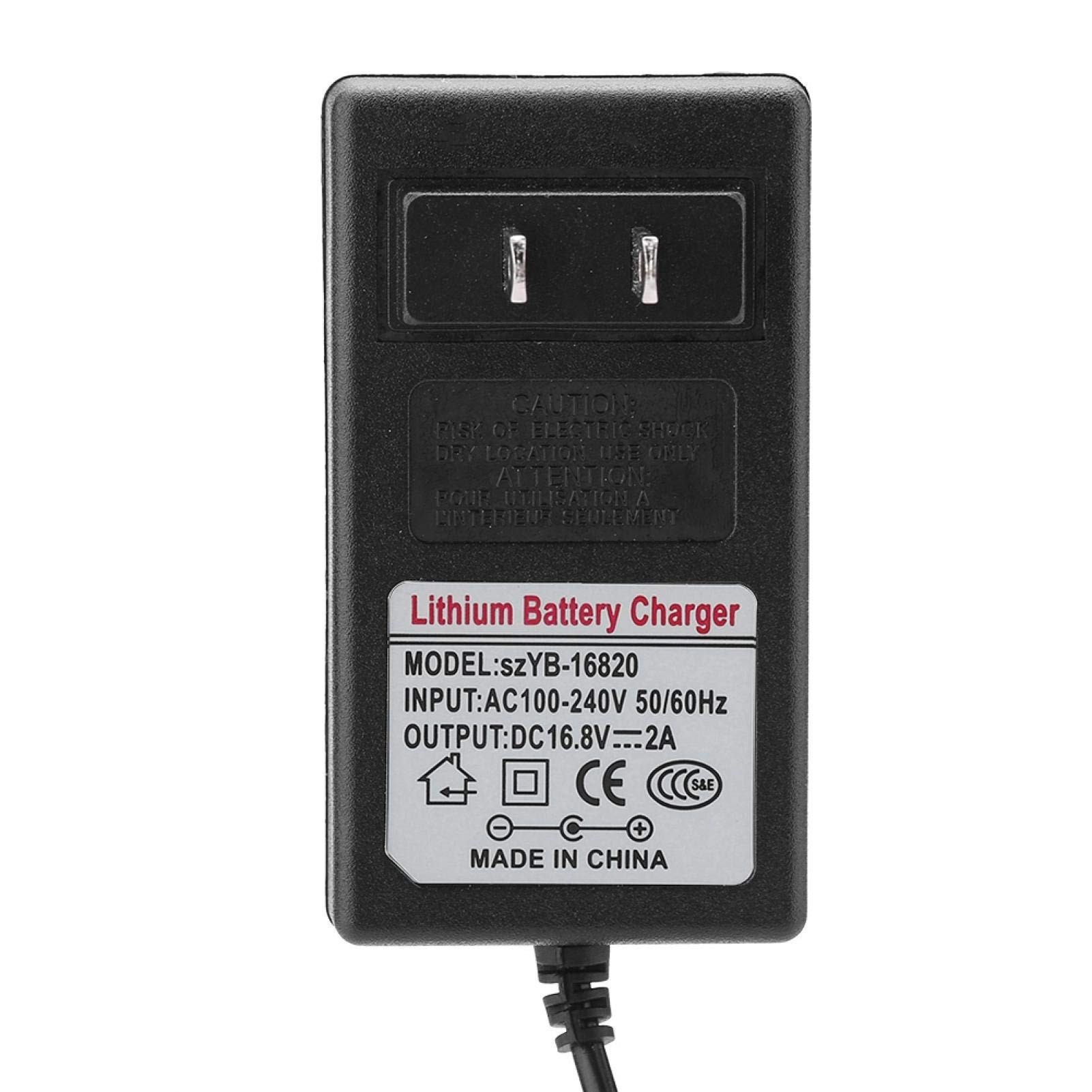 Battery Charger AC100-240V DC 16.8V 2A Replacement Power Adapter Lithium-ion Battery Charger Safe Charge(US)