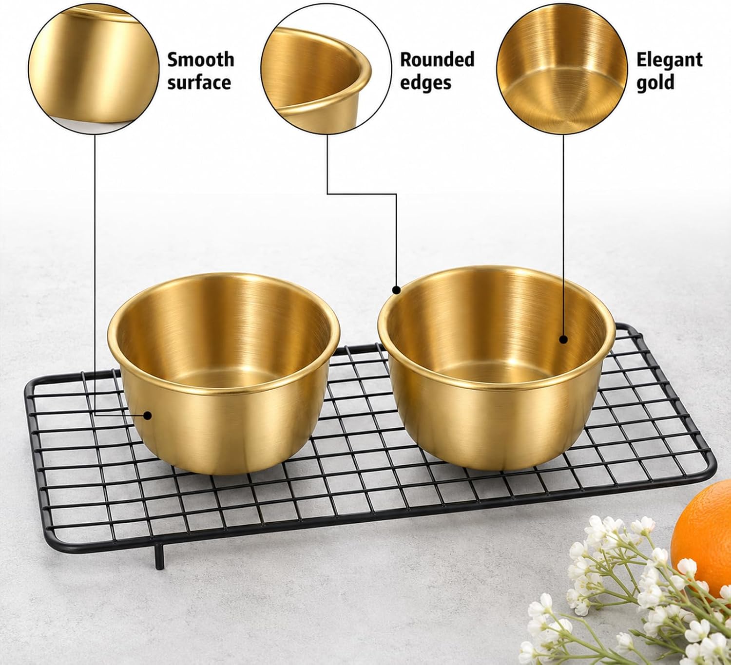 8 PCS Mini Ramekins Small Gold Bowls Sauce Dipping Cups 2oz