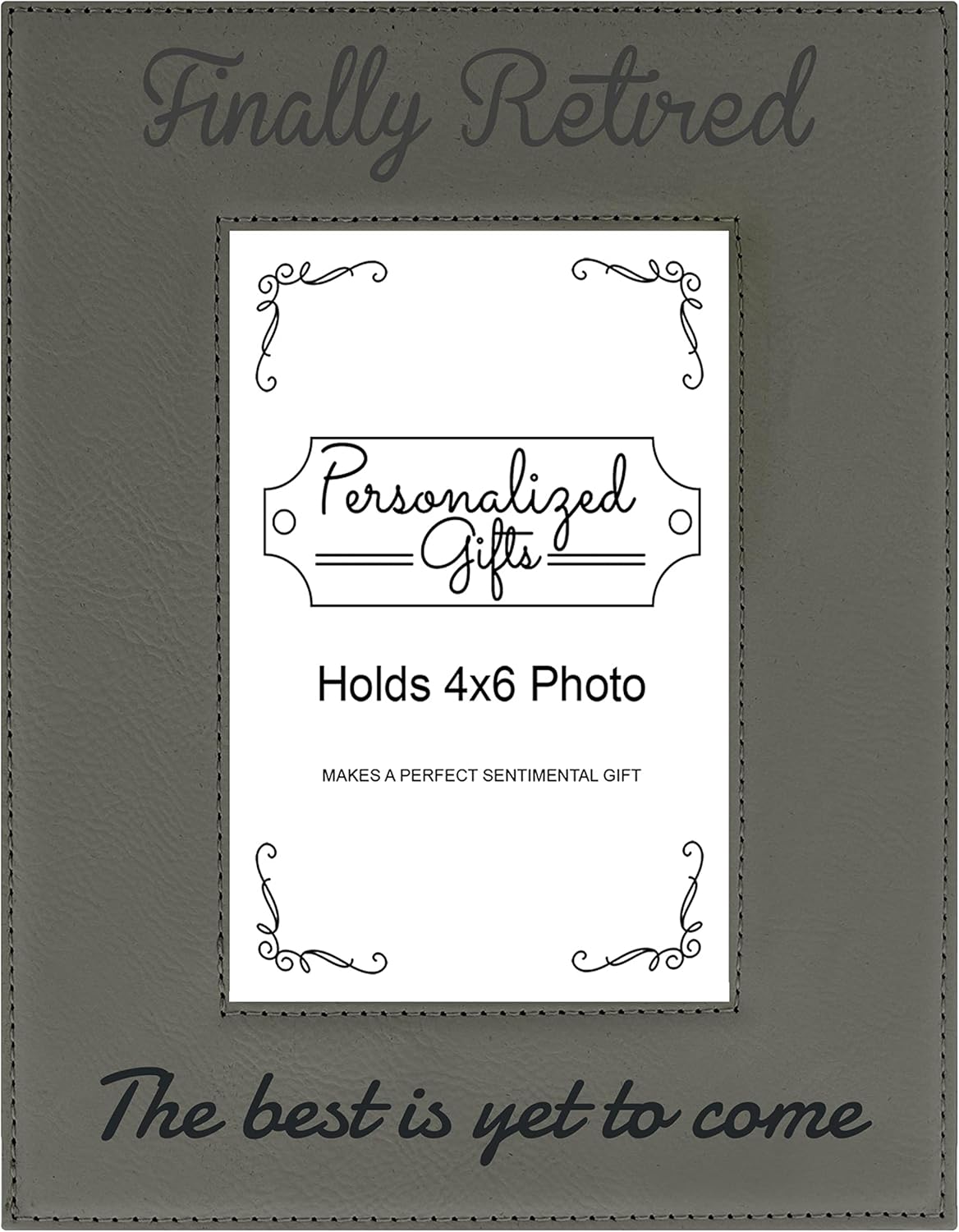 ThisWear Happy Retirement Gifts Finally Retired Poem With Custom Text Personalized 4x6 Leatherette Photo Frame Grey