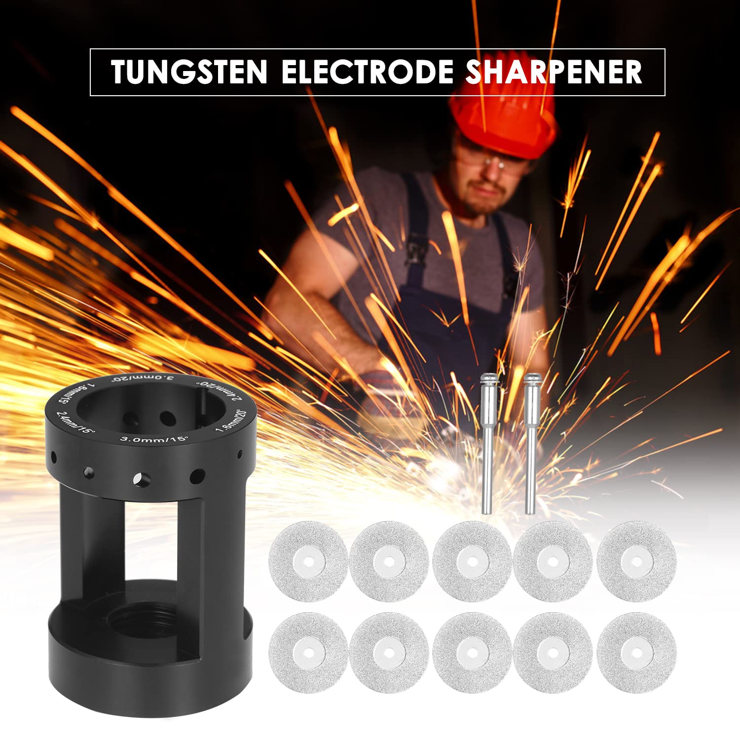 Affûteuse de tronçonneuse portable Meuleuse de chaîne portable Scie électrique Affûteuse d'outils de meulage électrique avec tête de meulage + Guide d'angle + Affûteuse d'électrode de tungstène