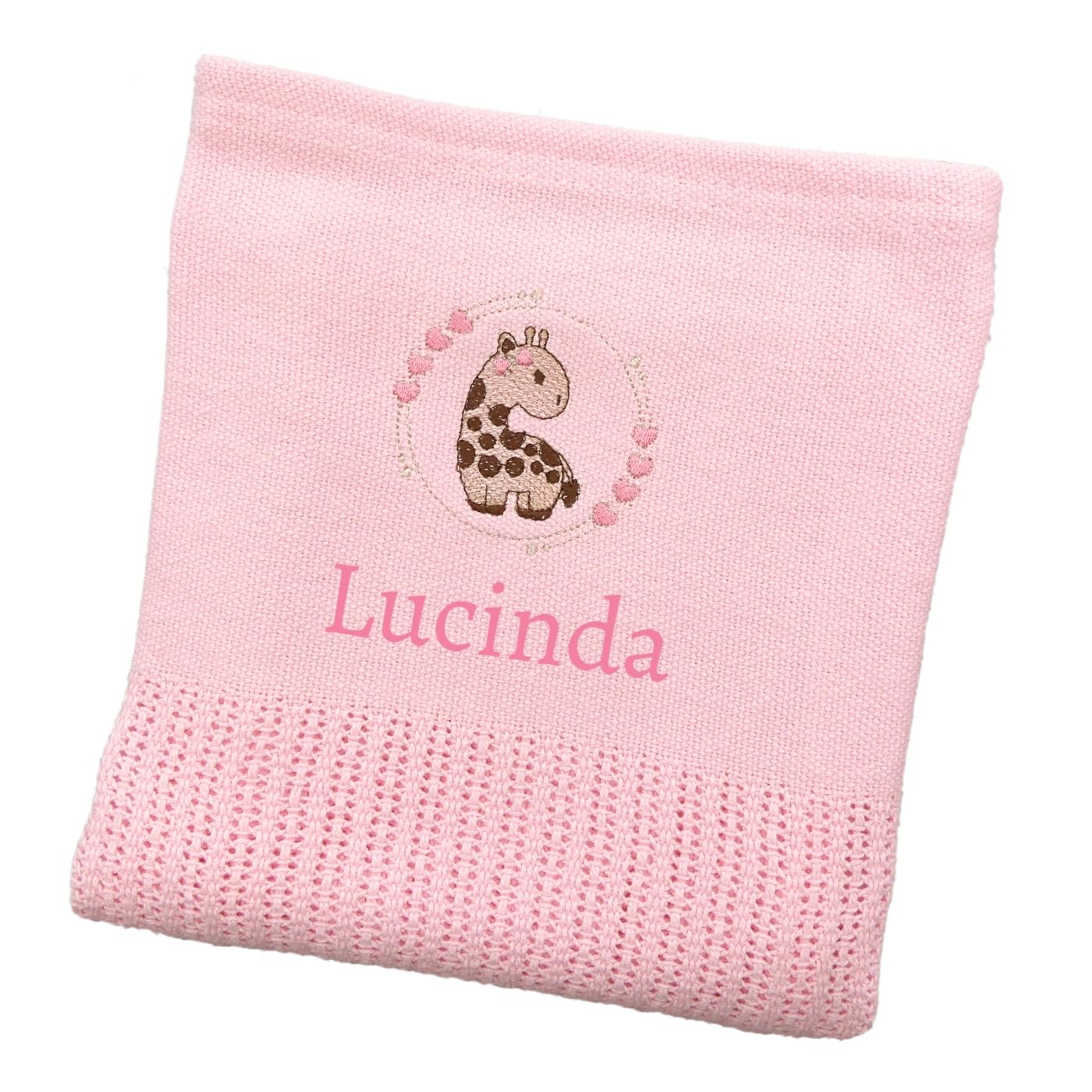 The Pyjama Party Personalised Baby Cellular Blanket with Embroidered Animal Motif 110cm x 70cm 100% Cotton Ideal Baby Gift