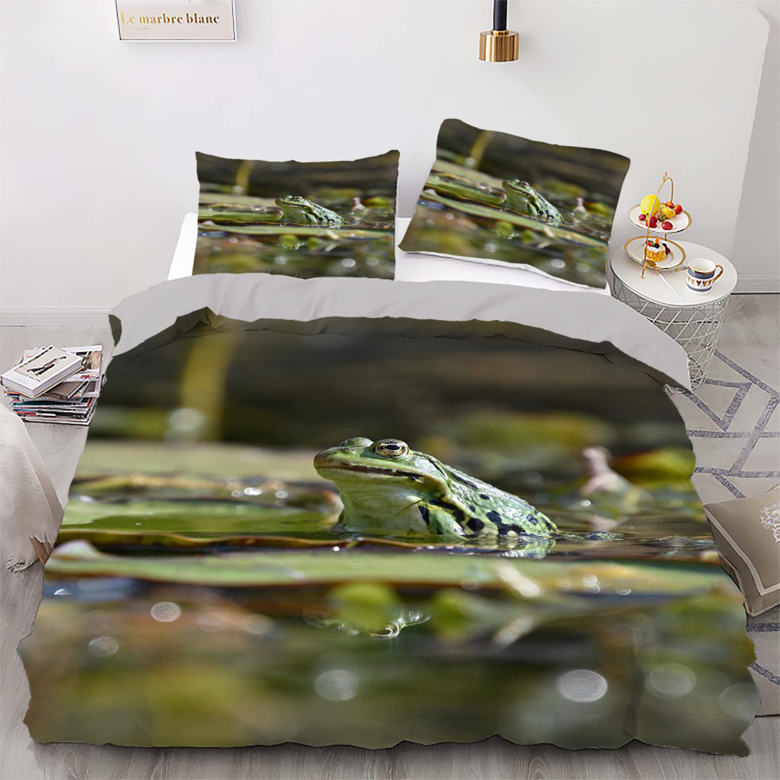 Housse de couette 90x190 pour lit enfant motifs insectes verts anti-bouloche