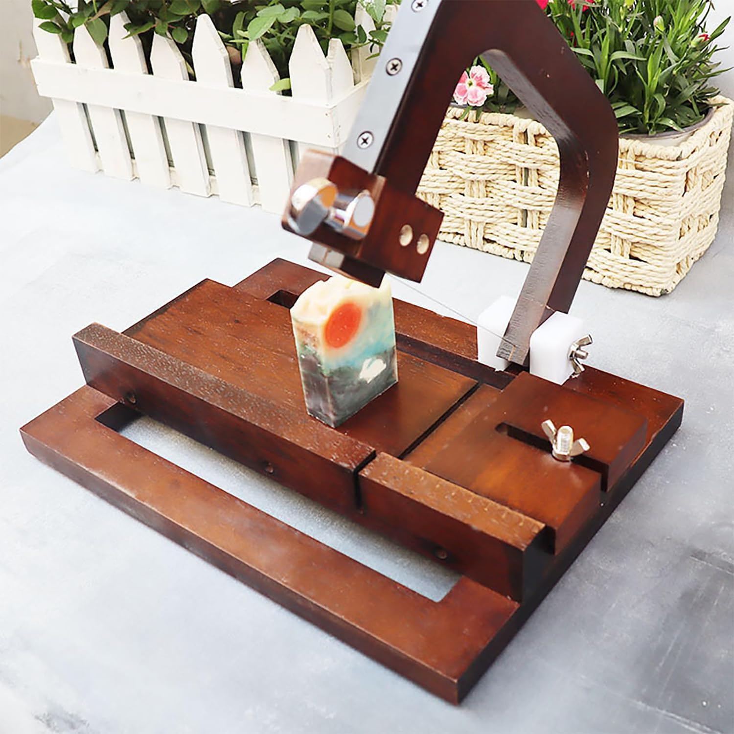 Cortador de jabón de Madera Ajustable con Alambre de Acero - Ideal para Hacer jabón casero, Manualidades y Cortar Queso.