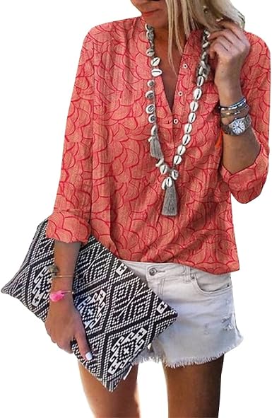 Amazon.com: Blusas y blusas para mujer, de manga larga, con cuello en V,  para oficina, blusas para mujer, blusa de calle, para mujer : Ropa, Zapatos  y Joyería