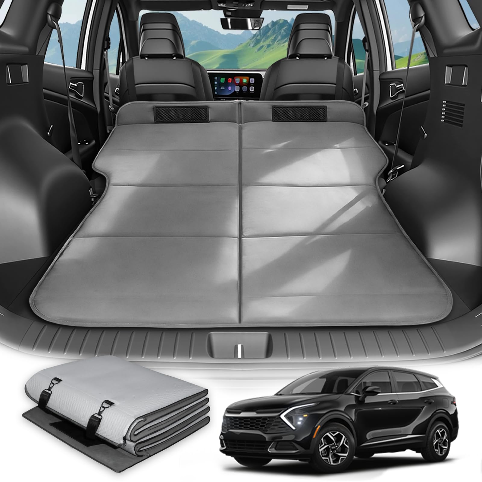 Car Bed for Kia Sportage, Foldable Non-Inflatable Soft Foam Camping Mattress, Thickened Portable SUV Trunk Sleeping Pad, Air Mattress Upgrade for Camping &amp; Travel Essentials, Outdoor Sleeping Bed