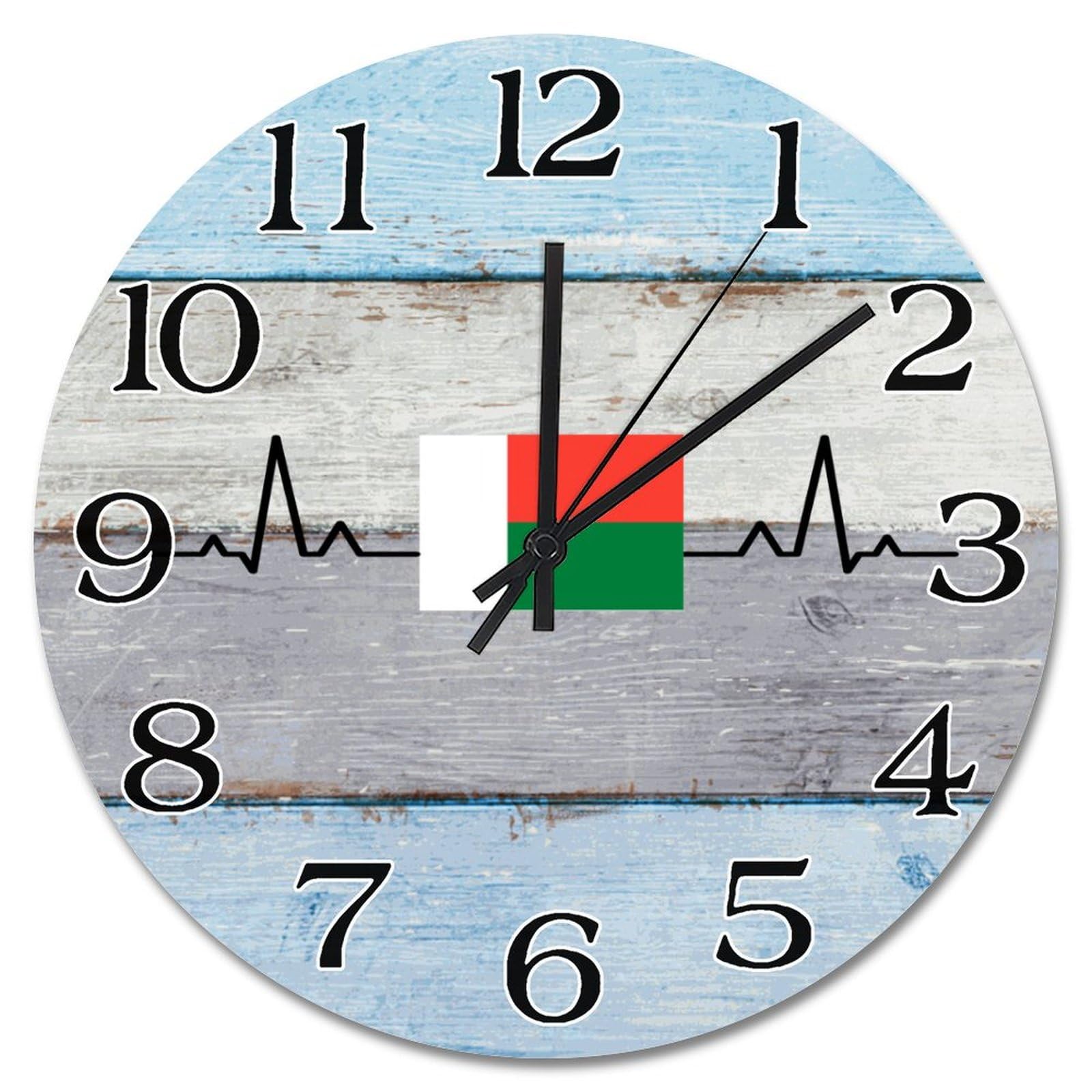 Horloge murale Madagascar 30cm silencieuse pour salon et chambre