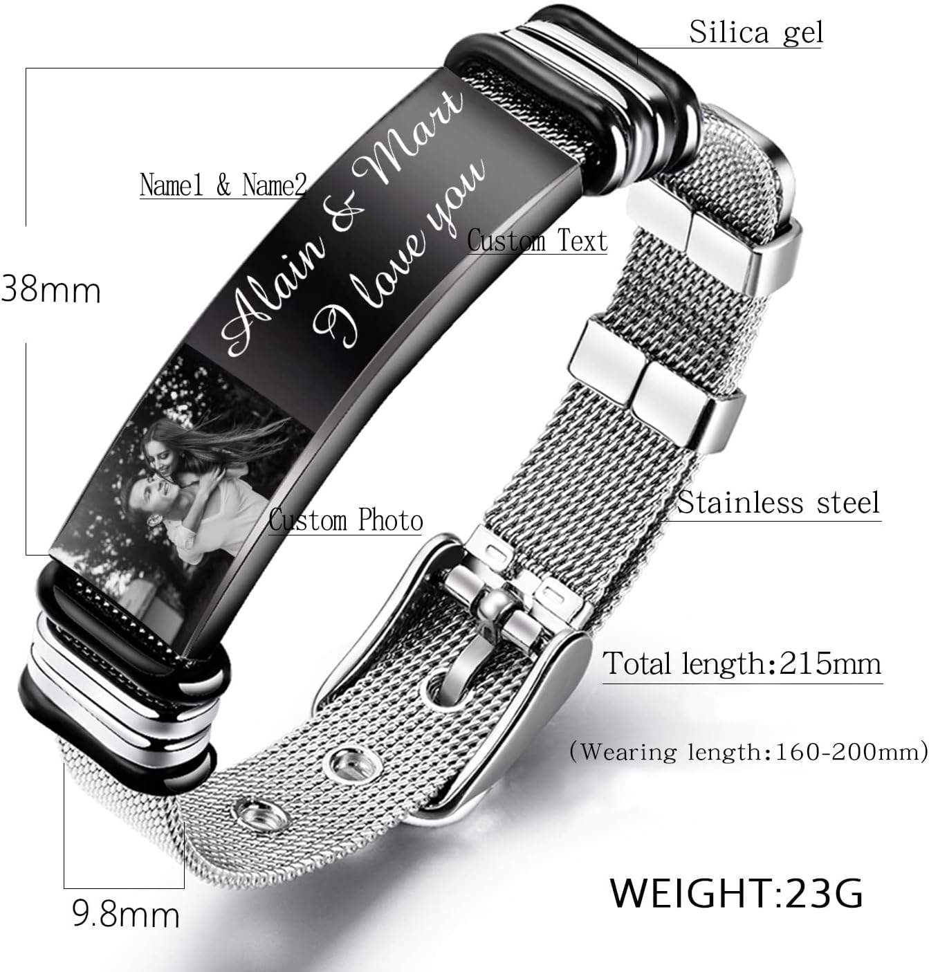 Personalized Bracelets for Men Stainless Steel Free Custom Picture & Name Bracelet for Men Jewelry Gift for Boyfriend Father…