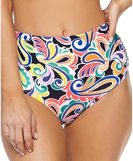 Island Escape Women's Cabana High-Waist Bikini Bottoms, Black
