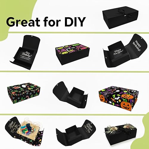 Miniatura 5 de ZSZMFH 15 cajas de regalo con tapas, cajas de regalo negras de 12 x 8 x 4 pulgadas con cinta, caja de propuesta de dama de honor, caja de regalo de