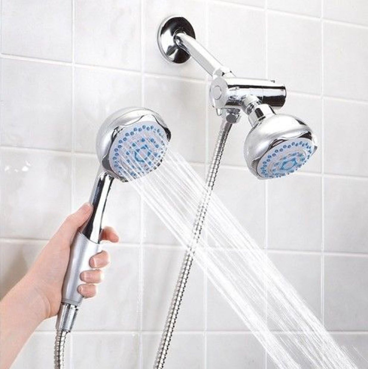 Deluxe Massager Shower Handheld Head Dual Delux Sunbeam Pressure Rain Multiple 5 Function Multi