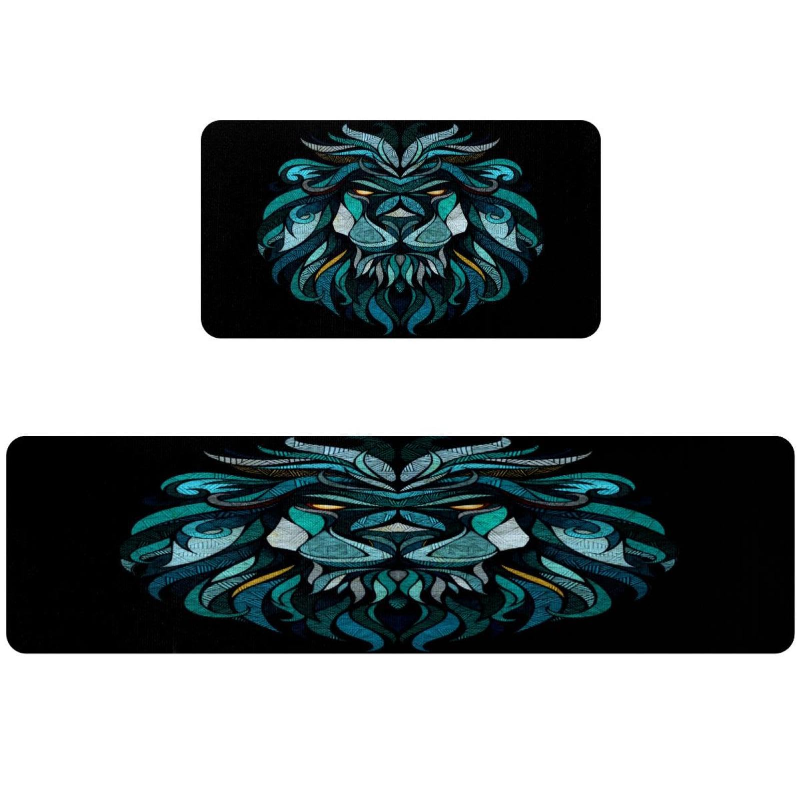 Tapis de cuisine antidérapant bleu lot de 2 contre les taches de graisse