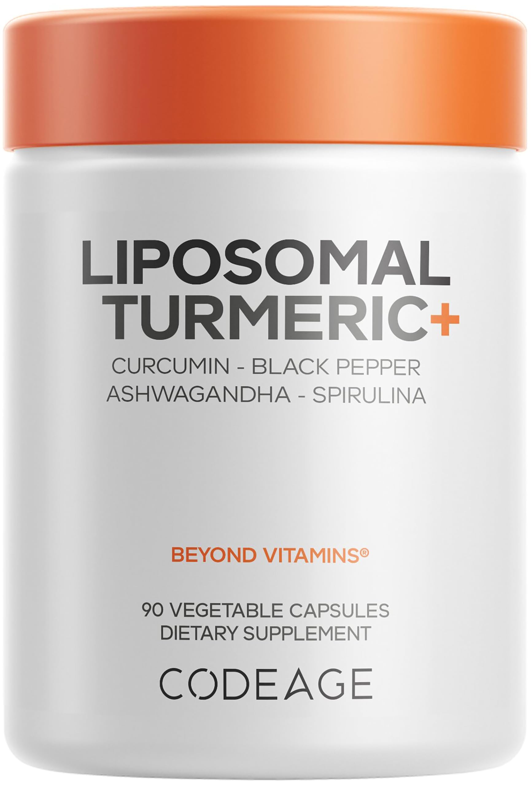 Codeage Suplemento de Cúrcuma Lipossomal com Ashwagandha e Gengibre, 90 cápsulas