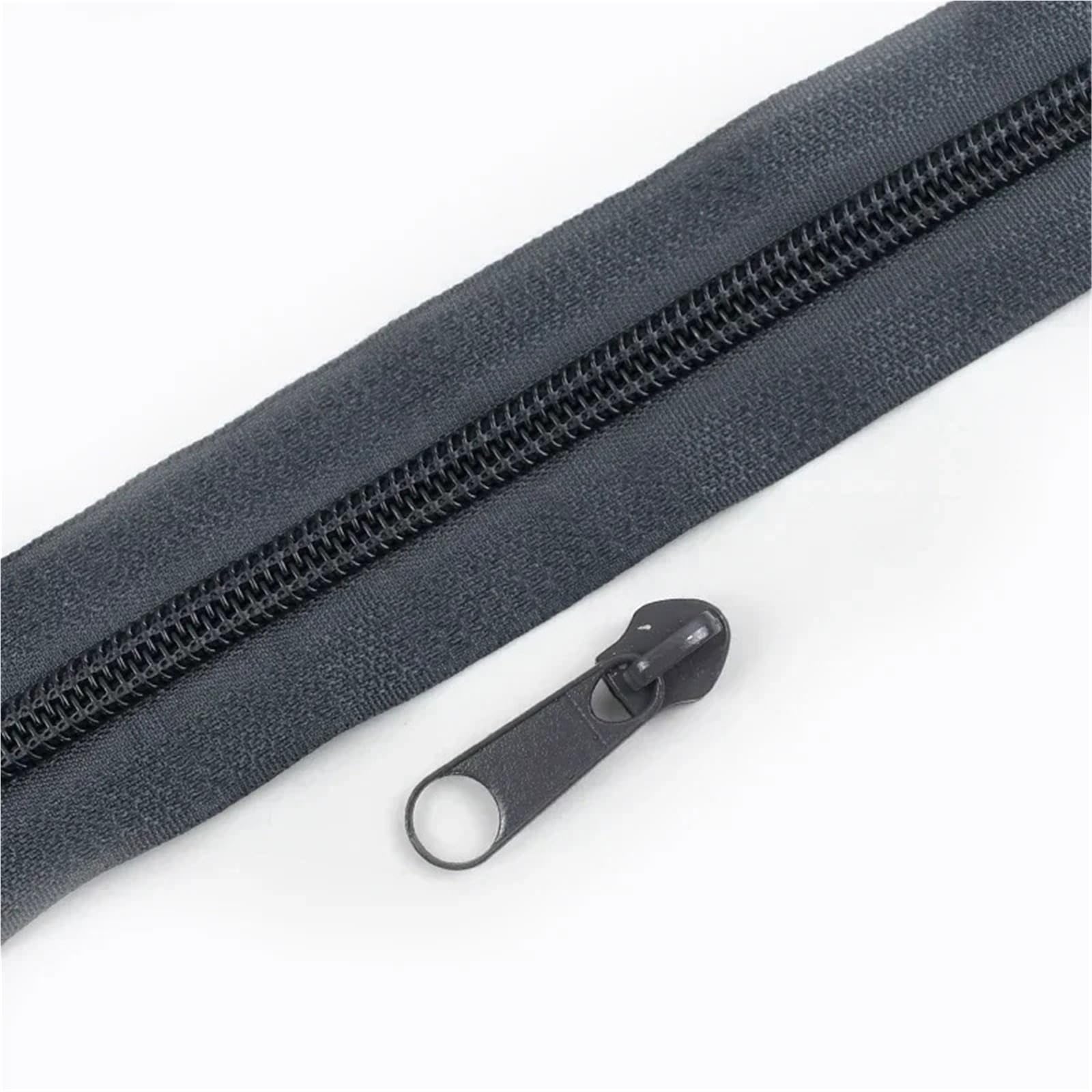 Zips for Sewing 2/5/10/20M 3# 5# Rainbow Nylon Zipper with Slider Bags Garment Decor Zip Closure By The Meter Zips Repair Kit Sewing Accessories Sewing Supplies(Darkgray,2MZips 2PcsSliders,No3)