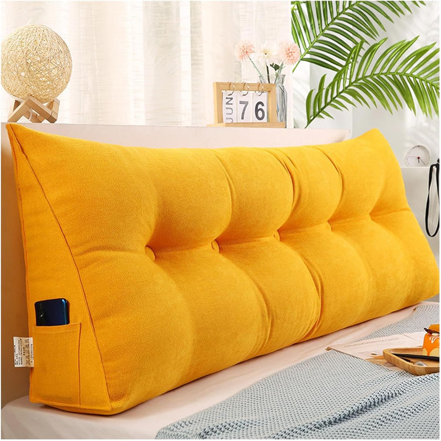 Backrest Cushion Bed Reading Pillow Double Bedside Bolster Cushion Triangular Wedge Headboard Cushion for Bedroom Couch,03,60X50X20cm