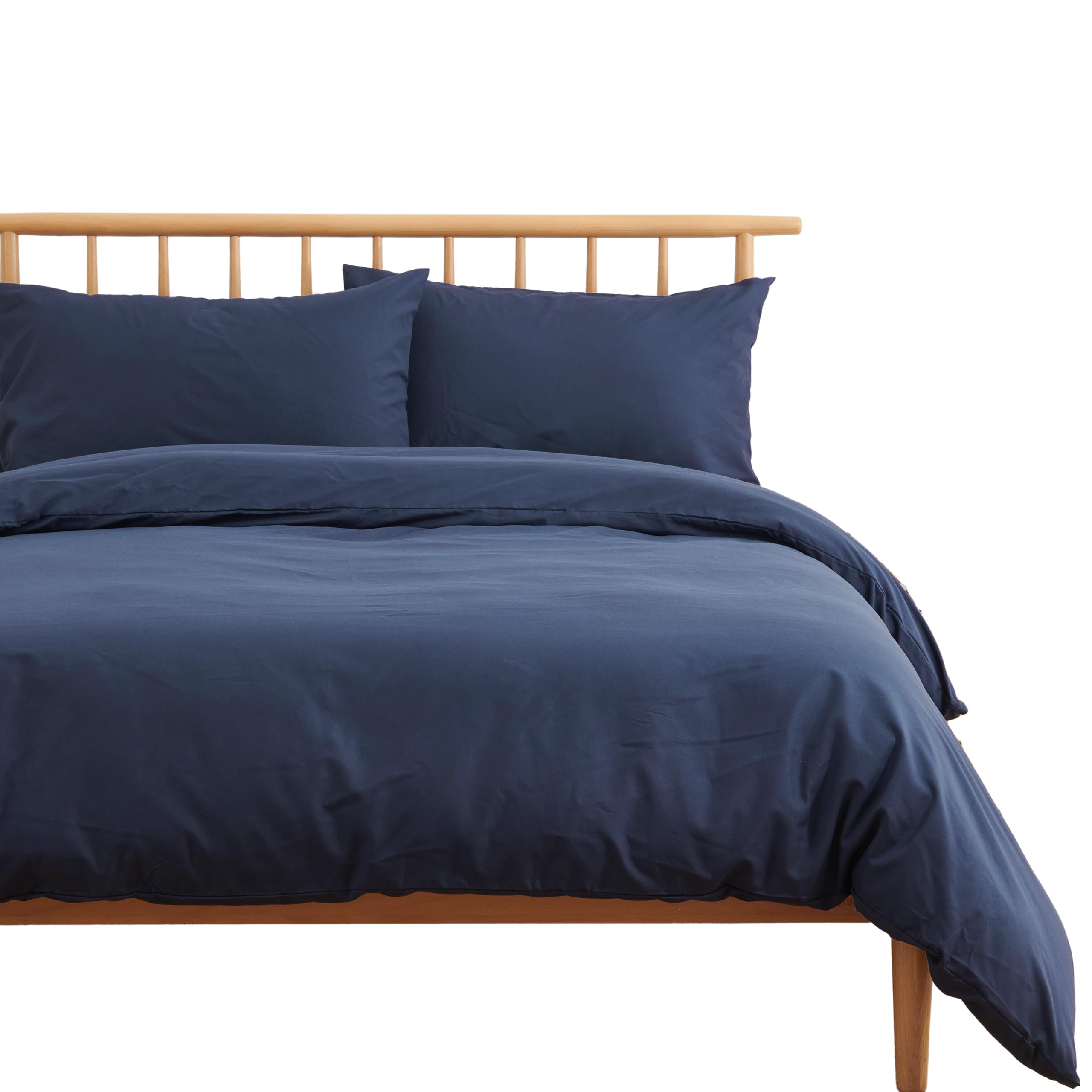 Kumori Bedding Set, 3-Piece Set, Futon Cover Set, Sheets, For Western-Style Beds and Japanese-Style Futons, Comforter, Fitted Sheet, Pillowcase, Quick Drying, Peach Skin Finish, Single, Navy