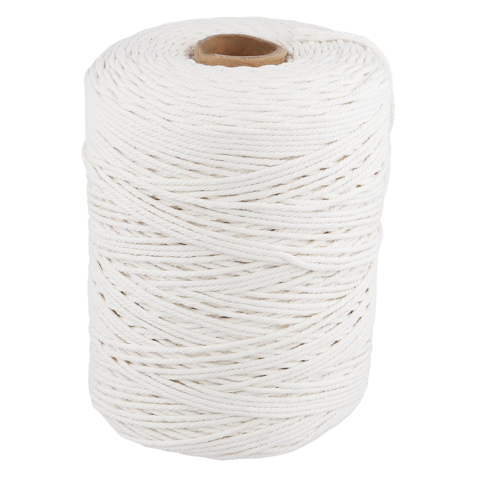 JIAYUET Macrame Cotton Cord, 3mm x 500m Macrame Rope 4 Strand Twisted for Crafts Decorative,White