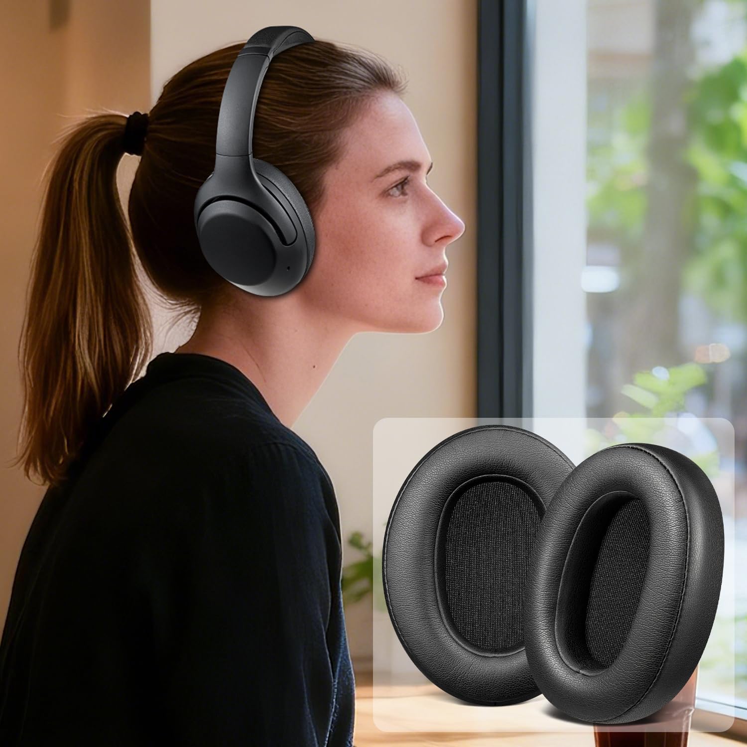 SOULWIT Cuir Protéiné Mousse Coussin Coussinets pour Sony WH-XB900N/WH-CH710N(WH CH710N WH CH710N CH710)/WH-CH720N(WH CH720 CH720)/WH-RF400(WHRF400)/MDR-RF895RK Casque