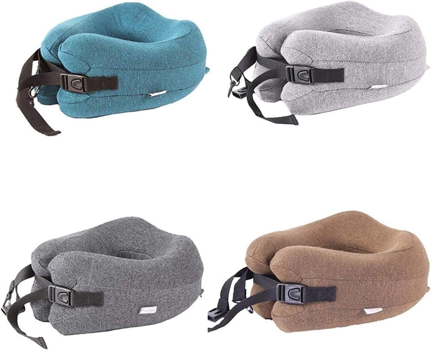Cuscino da Viaggio for Aereo e Auto, Cuscino Gonfiabile for Il Collo con Morbida Copertura in Pile e Maschera for Gli Occhi, Leggero e Portatile