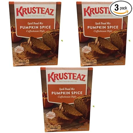 Krusteaz Pumpkin Spice Quick Bread Mix 15 ounce (Pack 0f 3)