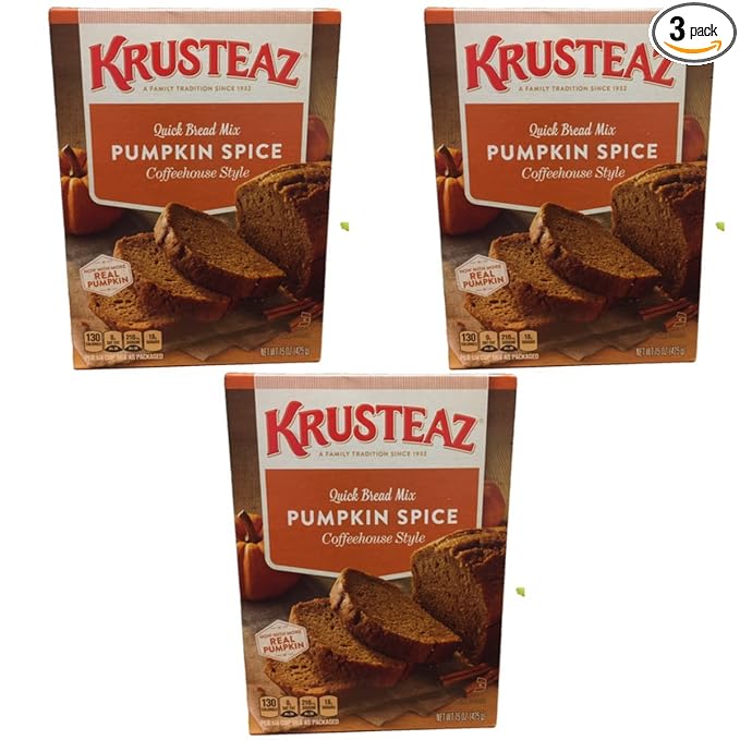 Krusteaz Pumpkin Spice Quick Bread Mix 15 ounce (Pack 0f 3)