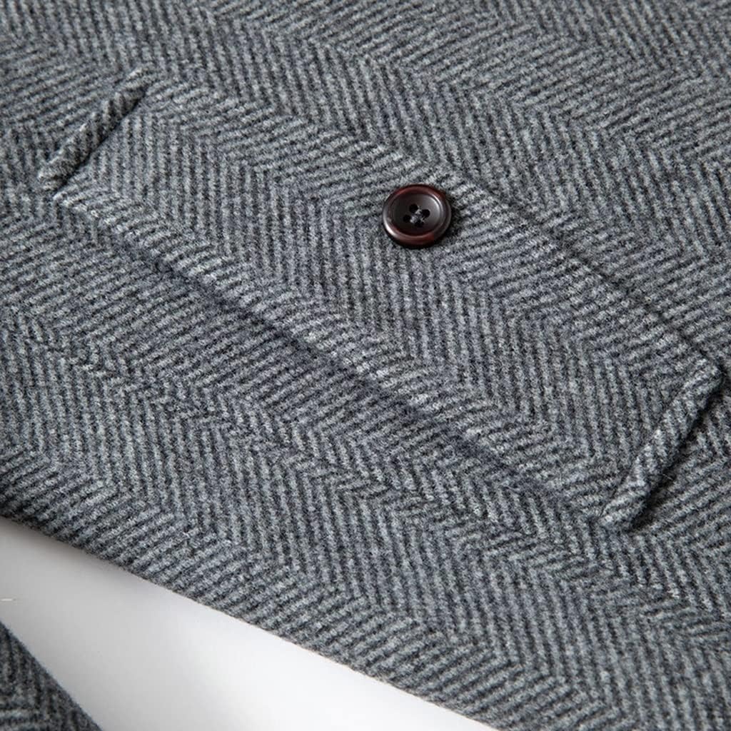 Winter Men's Casual Tweed Business Casual Men's Warm Tweed Trench Coat(M code)