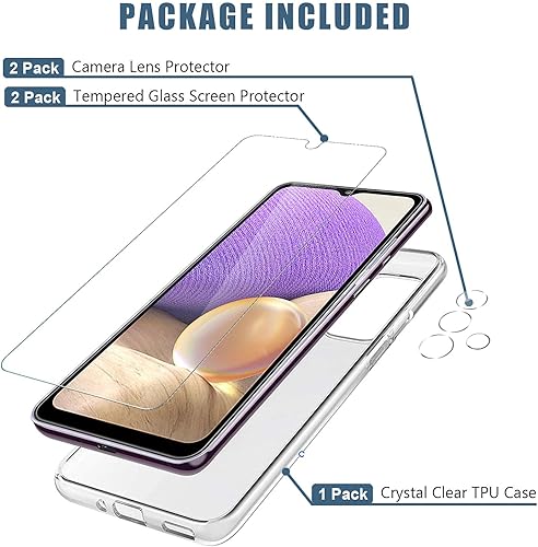 Miniatura 3 de Protector de pantalla de cristal templado para Samsung Galaxy A32 5G (2 paquetes) con 2 paquetes de lentes de cámara Proetctor y (1 paquete)