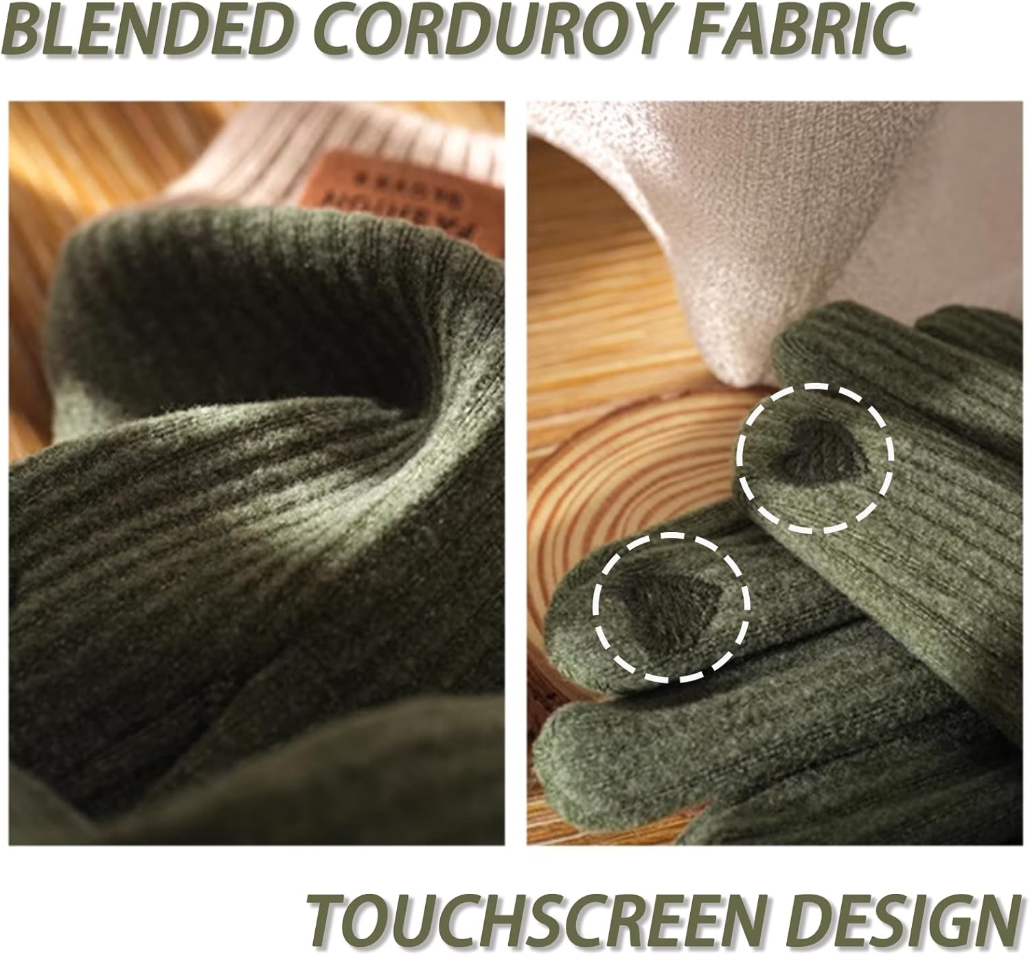 KXF Womens Winter Warm Thermal Touchscreen Corduroy Knit Gloves with Soft Lining Elastic Cuff for Women - Image 4