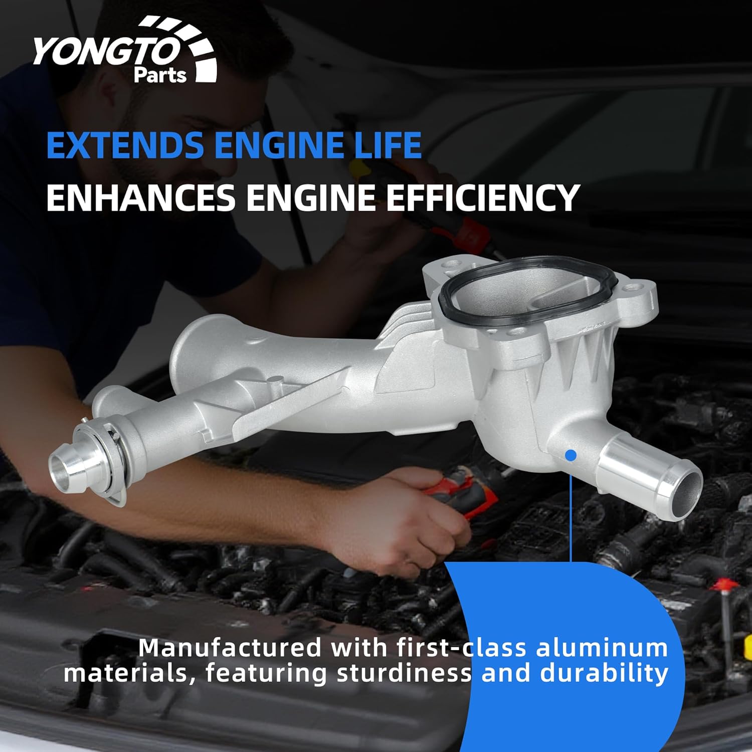 902-846 Aluminum Engine Coolant Thermostat Housing Water Outlet with Hoses Compatible with Chevy Cruze, Cruze Limited, Sonic Trax, Buick Encore Replace OE 55565334 55596898 1511105