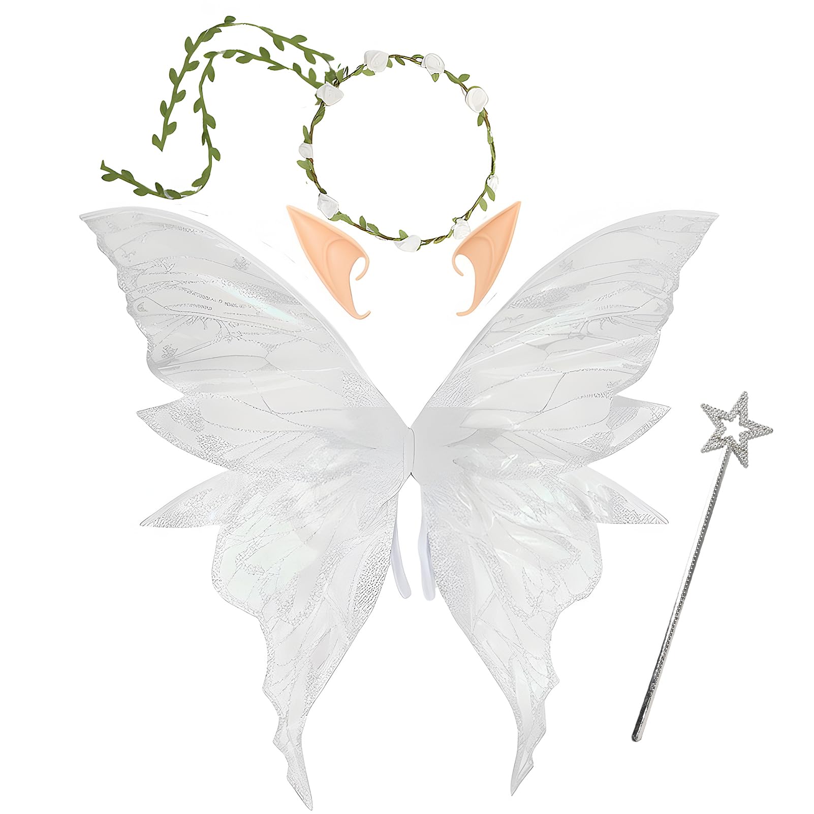 Snycler Fairy Wings for Adults with Floral Garland