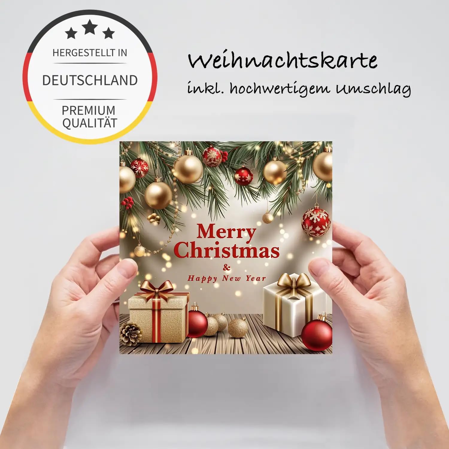 Lot de 30 cartes de Noël élégantes de qualité supérieure - 14,8 x 14,8 cm - Avec enveloppe - Cartes pliantes pour entreprises - Cartes de vœux pour Noël