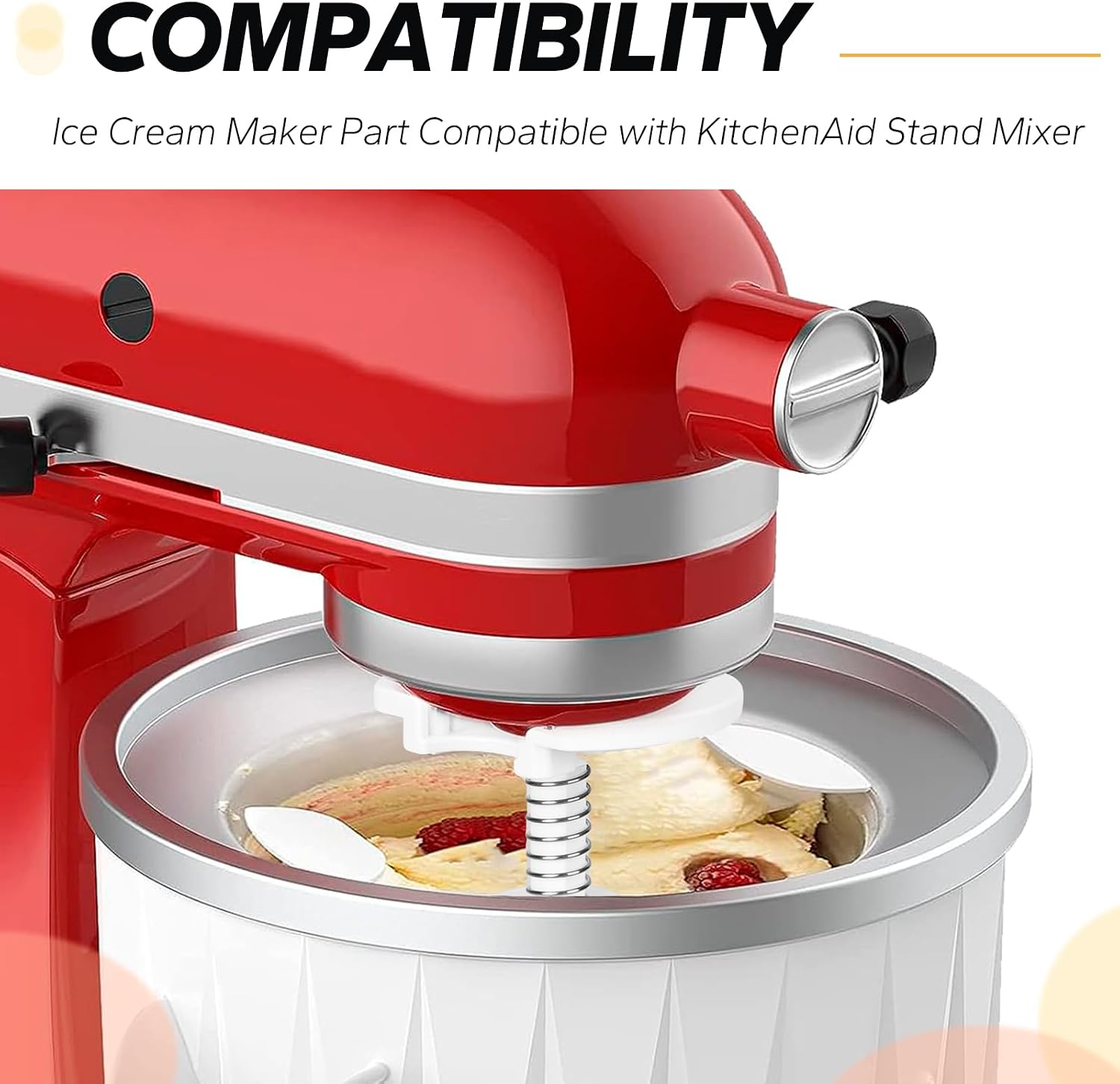 Ice Cream Maker Parts for KitchenAid Stand Mixer, Ice Cream Drive Attachment, Fits KitchenAid 4.5/5QT & 6QT Models Ice Cream Maker, Dishwasher Safe