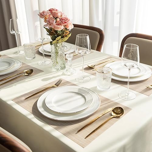 Miniatura 6 de Juego de 4 manteles individuales tejidos de vinilo y plástico para la mesa de la cocina para interiores y exteriores, lavables, manteles