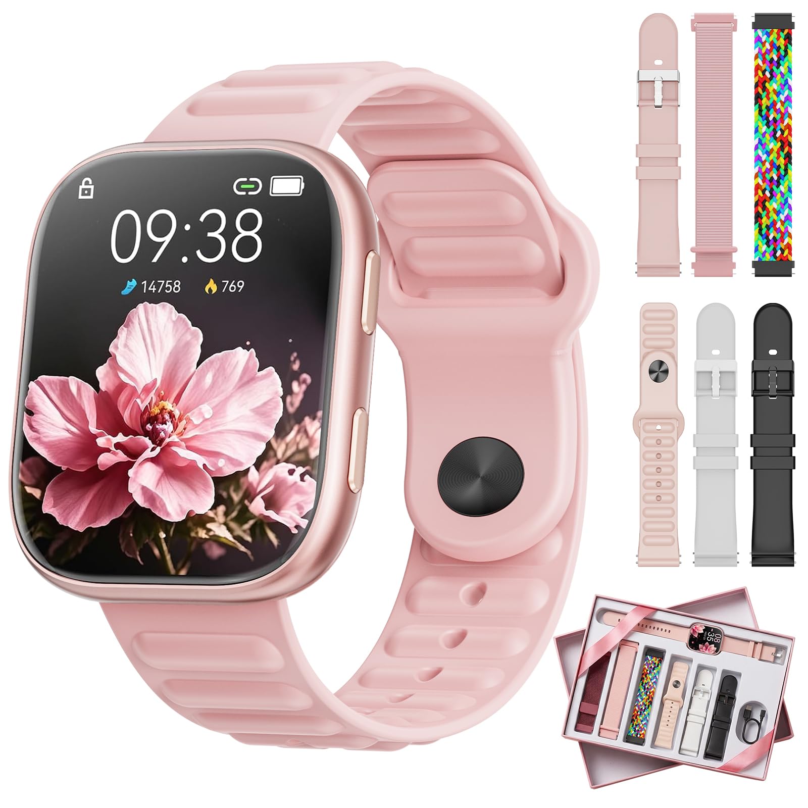 Mingtawn 7 Interchangeable Bands Smart Watches for Women Men,1.83" HD Smart Watc...
