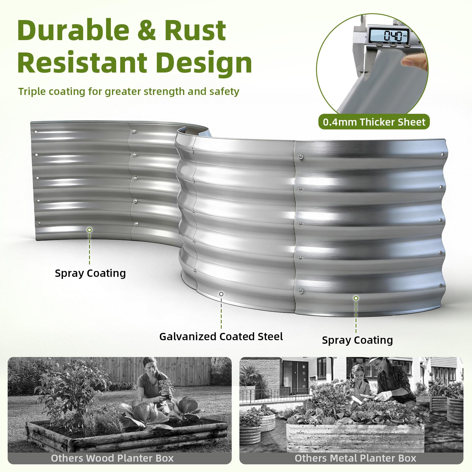 Huerto en Casa Kit de Cultivo, 90x90x43cm Galvanizado Huerto Urbano Terraza Galvanizado con Guantes, para Cultivar Plantas Verduras Flores y Hierbas (Redonda + Plateada)