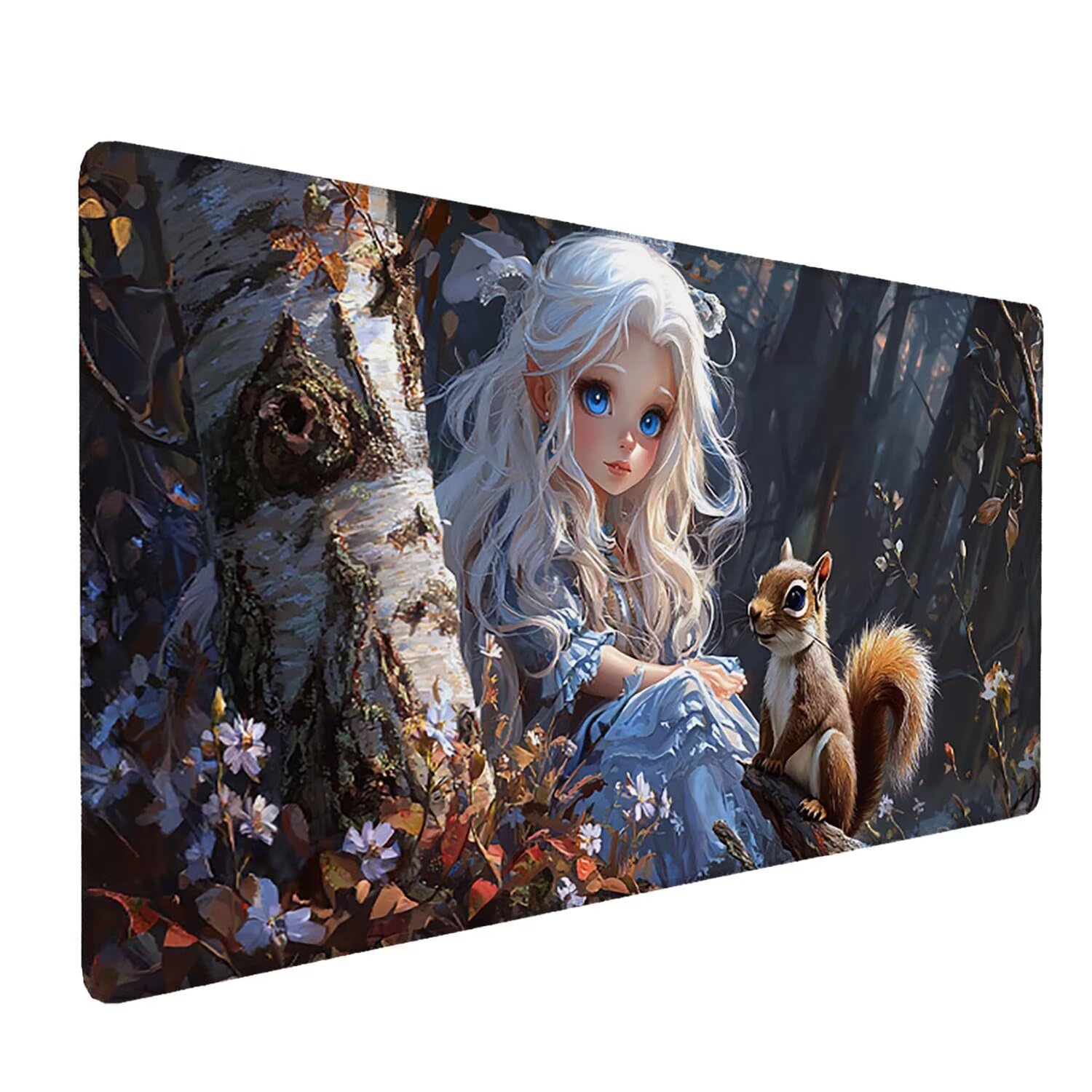 Tappetino per Mouse XXL 1200 x 600 mm Tappetino Mouse Gaming Grande, Mousepad con Base in Gomma Antiscivolo, Tappeto per Tavolo da Gaming per Mouse e Tastiera, Accessori PC (Ragazza scoiattolo) H-839