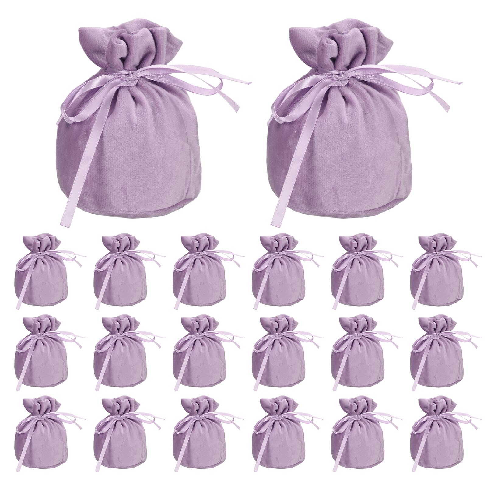 PATIKIL Velvet Drawstring Bags, (6 x 5 Inch, Purple) (20 Pcs), Flannel Jewelry Bags Mini Candy Packaging Storage Pouches, Suit for - Wedding/Favor/Party/Birthday