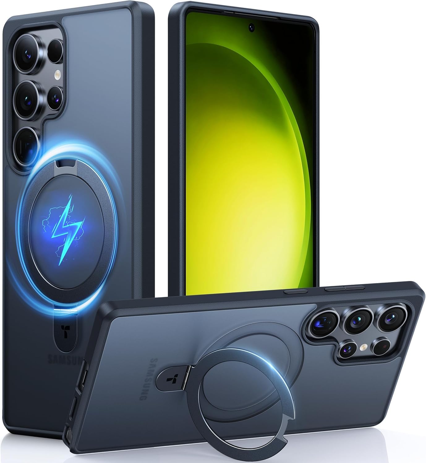 TORRAS Magnetic X Stand for Samsung Galaxy S25 Ultra Case for Magsafe [12FT Mil-Grade Drop Protection] Shockproof Translucent Slim Case for Your Phone for Samsung S25 Ultra Case, Black