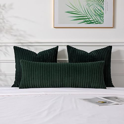 Miniatura 770 de UGASA - Juego de 2 fundas de almohada de terciopelo a rayas, funda decorativa para cojín con cremallera oculta para el hogar, sofá, dormitorio,