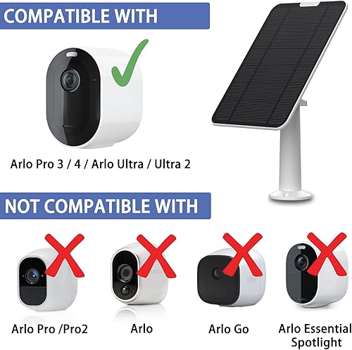 Miniatura 3 de Panel solar de 4 W 6 V compatible con Arlo Pro 3Pro 4Arlo UltraUltra 2Arlo Go 2 solamente, incluye soporte de pared seguro, IP65 resistente a la