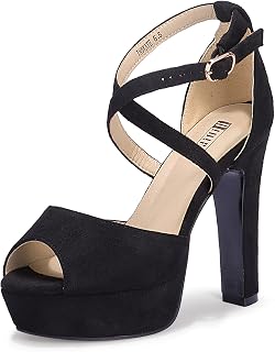 IDIFU Platform Block Chunky High Heels for Women Peep Toe Heeled Sandals