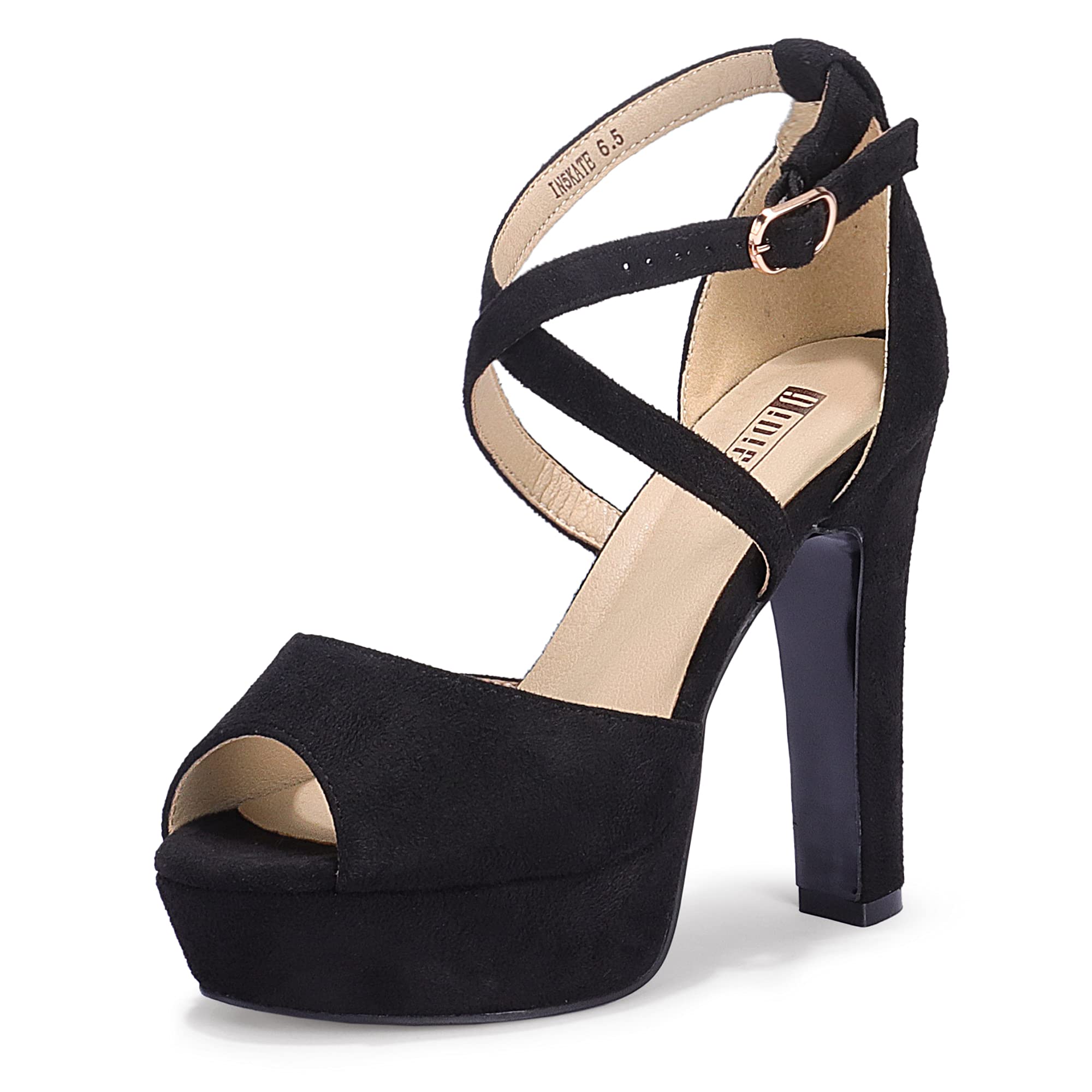 IDIFU Women's Platform Chunky High Heels Dress Sandals Peep Toe Ankle Strap Wedding Party Evening Shoes for Women Bride