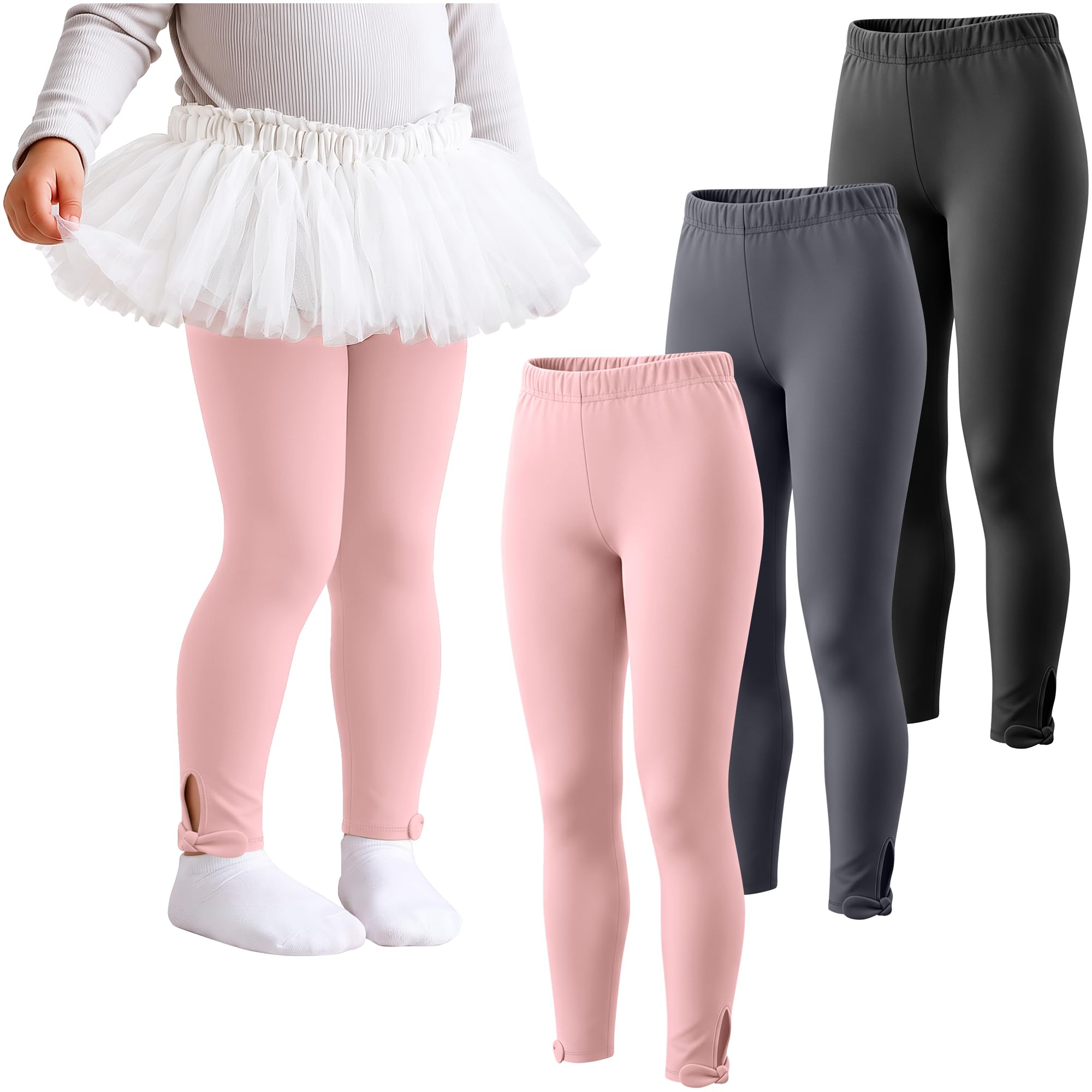 3 Pack Toddler Girls Cotton Leggings Bow Tight Pants