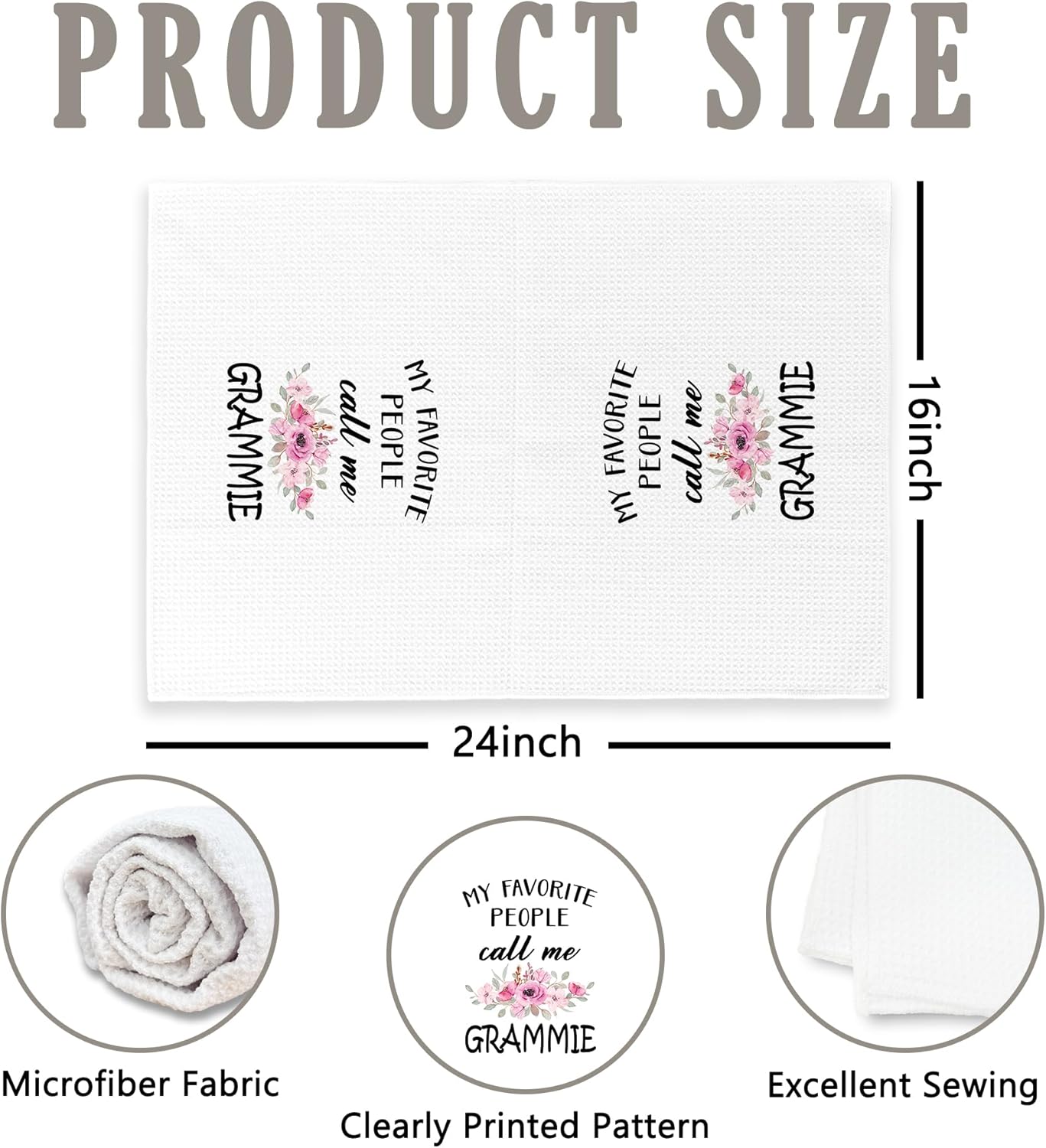 Grammie Gifts Kitchen Towels, Gifts for Grandma, Grandchild, My Favorite People Call Me Grammie Decoration Tea Towel Hand Towels 16x24 Inch - Image 7