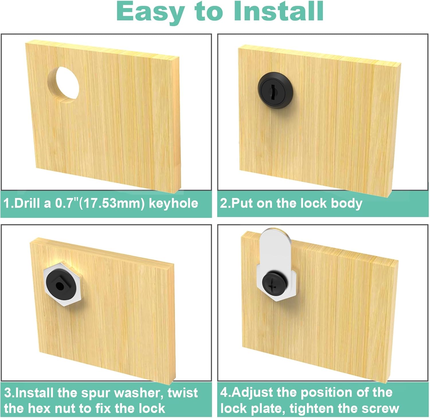 3 Pack Cabinet Locks with Key, Cam Lock 5/8" Mailbox Lock Keyed Alike, Locks with Keys for Cabinets, Secure Drawer Mailbox Toolbox RV Storage Door, Zinc Alloy