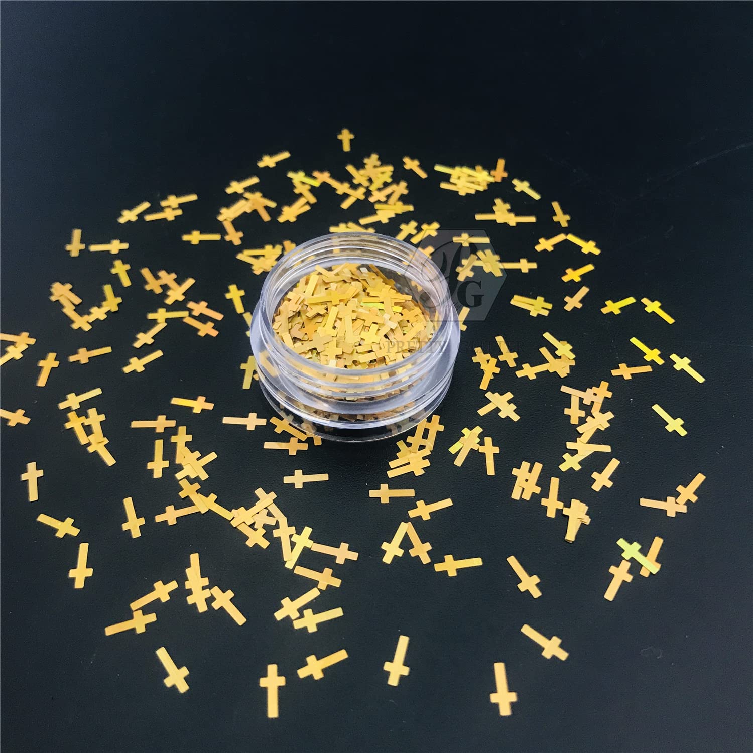 10g/Pack-Gold Color Cross Shape Holographic Glitter Sequins for Resin Art Craft Nail DIY Decoration Accessories-LB200
