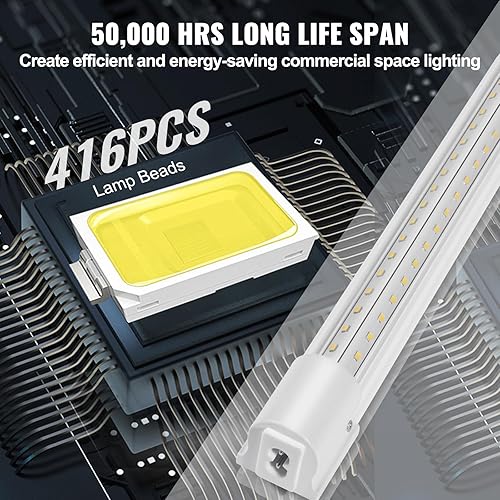 Miniatura 5 de VEVOR Paquete de 10 luces LED para tienda, 8 pies, 80 W, luces de techo de 11000 lúmenes, cables de alimentación de 59 pulgadas con interruptor de